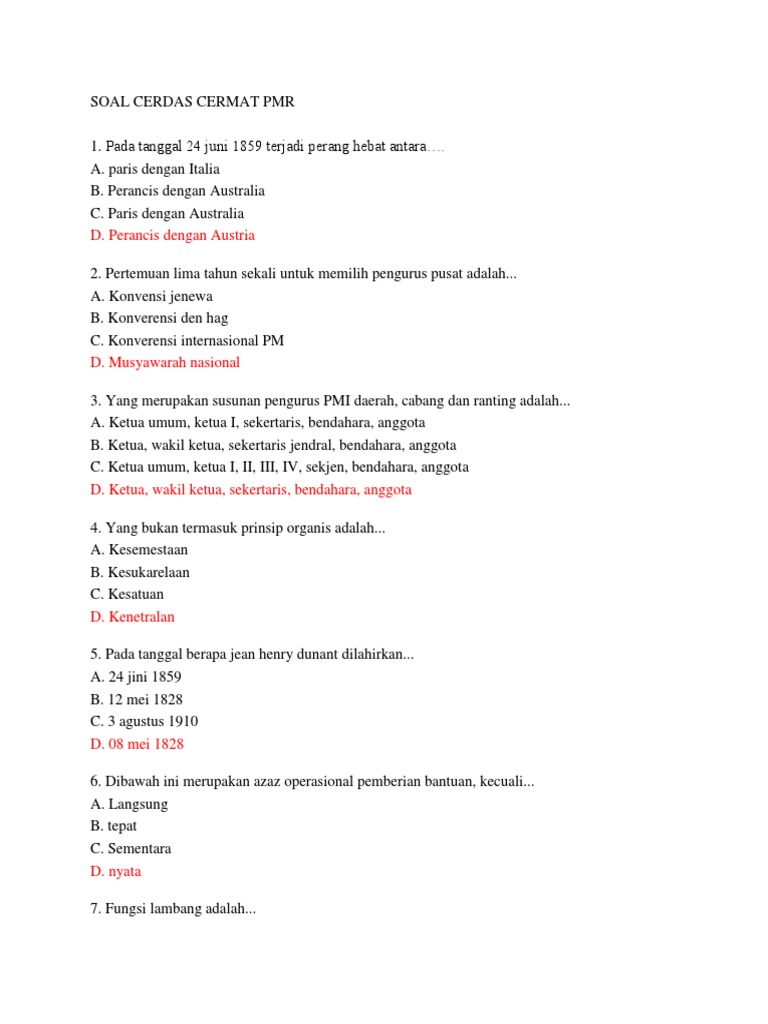 Latihan Soal Pmr Wira