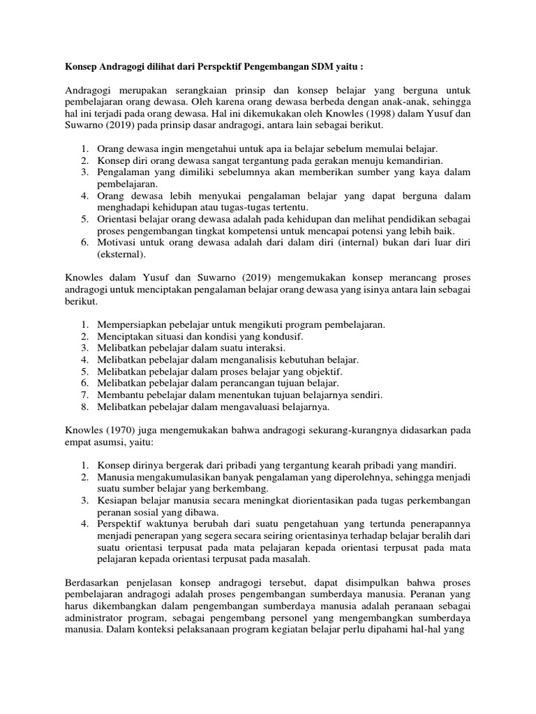 Konsep Andragogi Dalam Perspektif Pengembangan Sdm