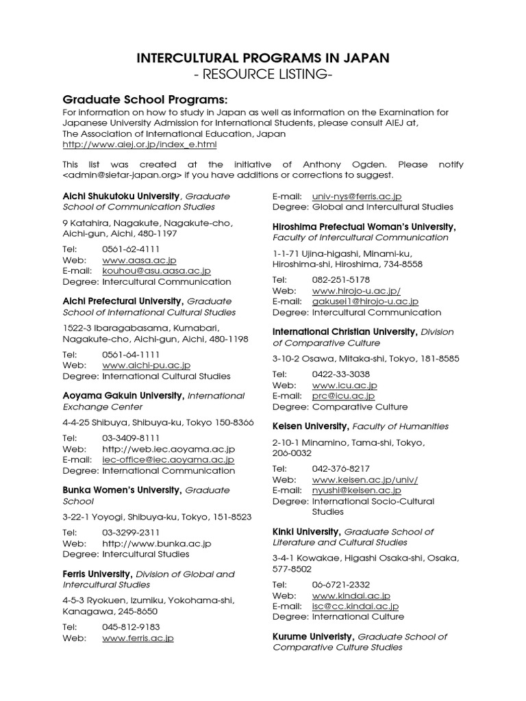 Intercultural Programs in Japan | PDF | Cross Cultural Communication ...