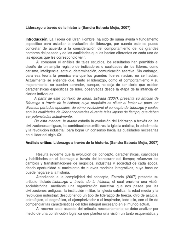 Evolución del liderazgo en la historia | PDF | Civilización | Liderazgo