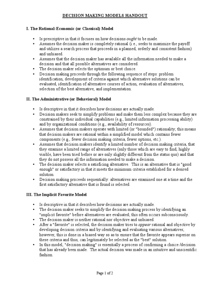 Decision Models | PDF