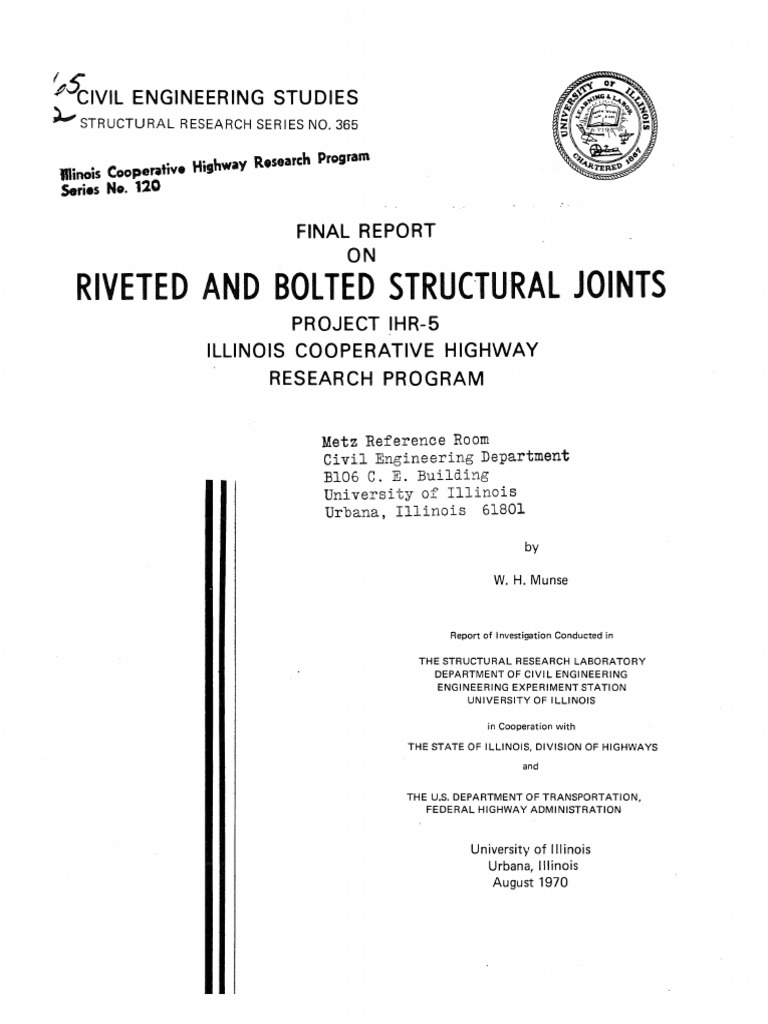 Riveted and Bolted Structural Joints PDF Fatigue (Material) Rivet