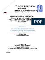 Instituto Politécnico Nacional: Laboratorio de Cinetica Y Reactores Homogeneos Titular: Edgar Ivan Hernandez Carvajal