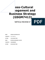 Cross-Cultural Management and Business Strategy (GSGM7413) : Article Review 4'