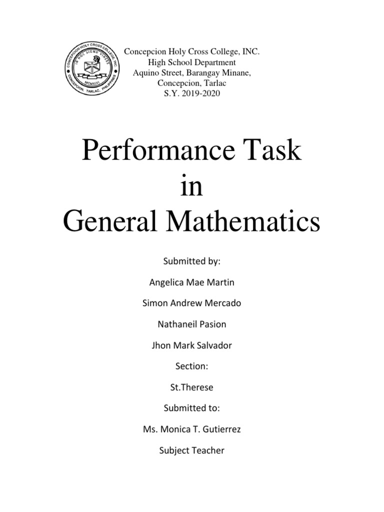 General Math Performance Task Report | PDF