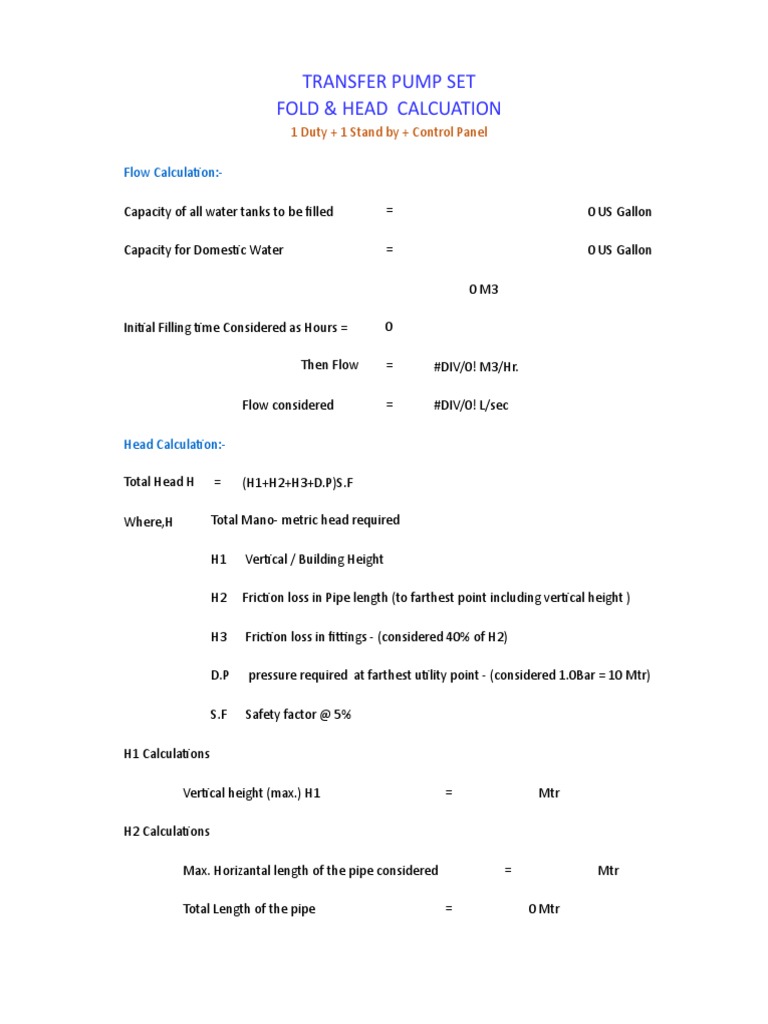 Transfer Pump Flow & Head Calculation Guide | PDF