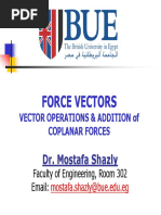 Force Vectors: Dr. Mostafa Shazly