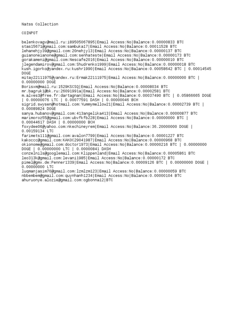 Cryptocurrency Account Balances List | PDF