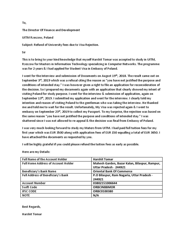 Refund of Tuition Fees | Download Free PDF | Travel Visa | Government