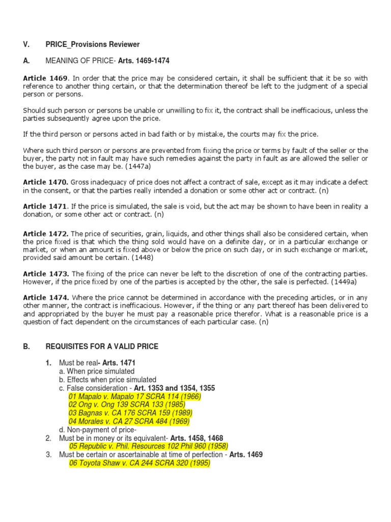 Price Provisions in Sales Contracts | PDF | Prices | Sales