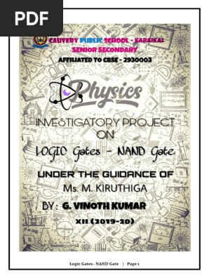 Logic Gates Project Cover Page