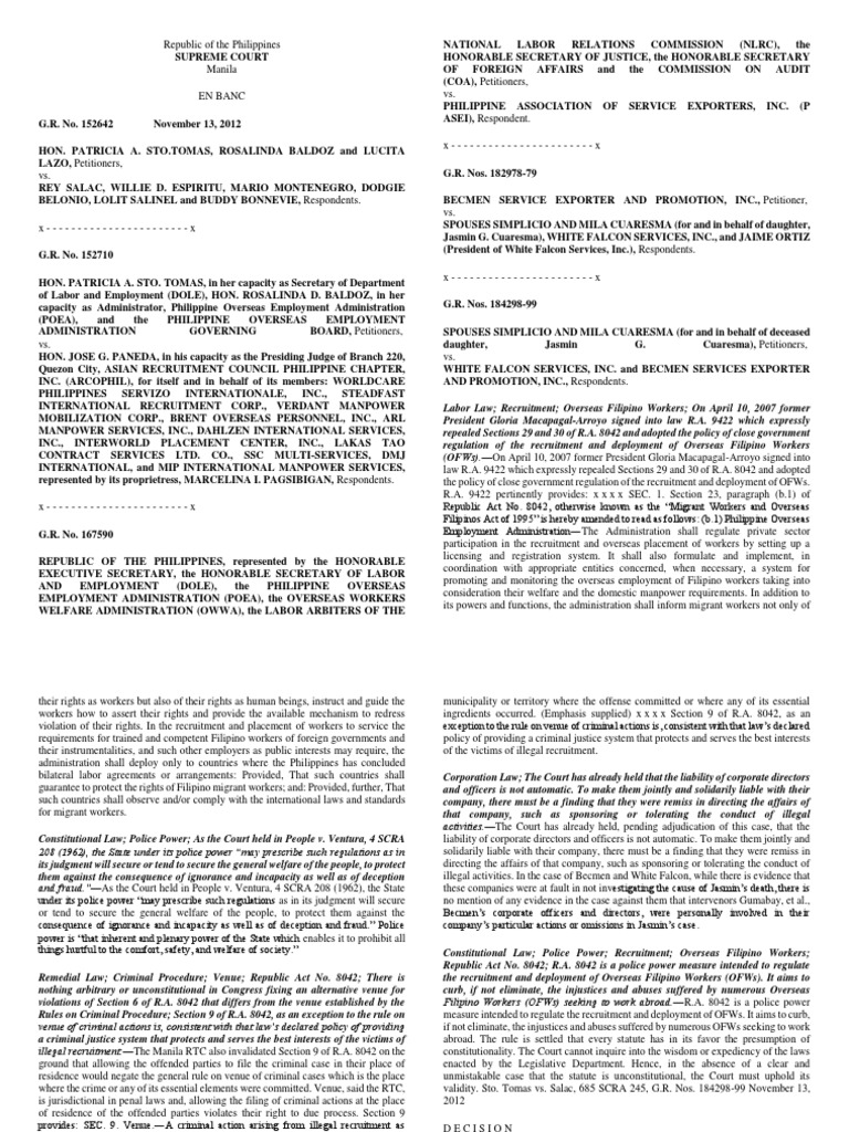 Becmen Service vs. Cuaresma PDF Injunction Crime & Violence