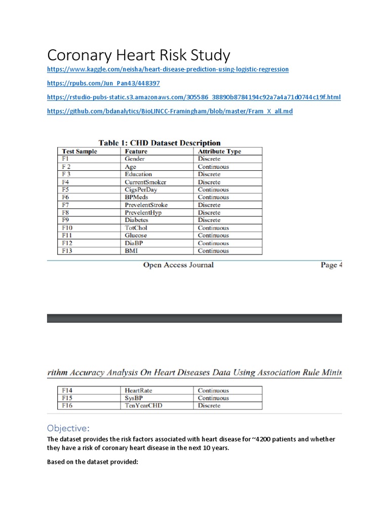 Coronary Heart Disease Risk Analysis | PDF | Coronary Artery Disease ...