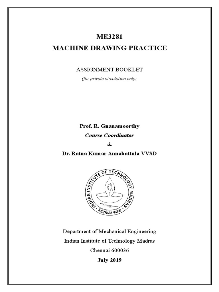 IIT Madras Machine Drawing Practice Guide | PDF | Nut (Hardware) | Screw