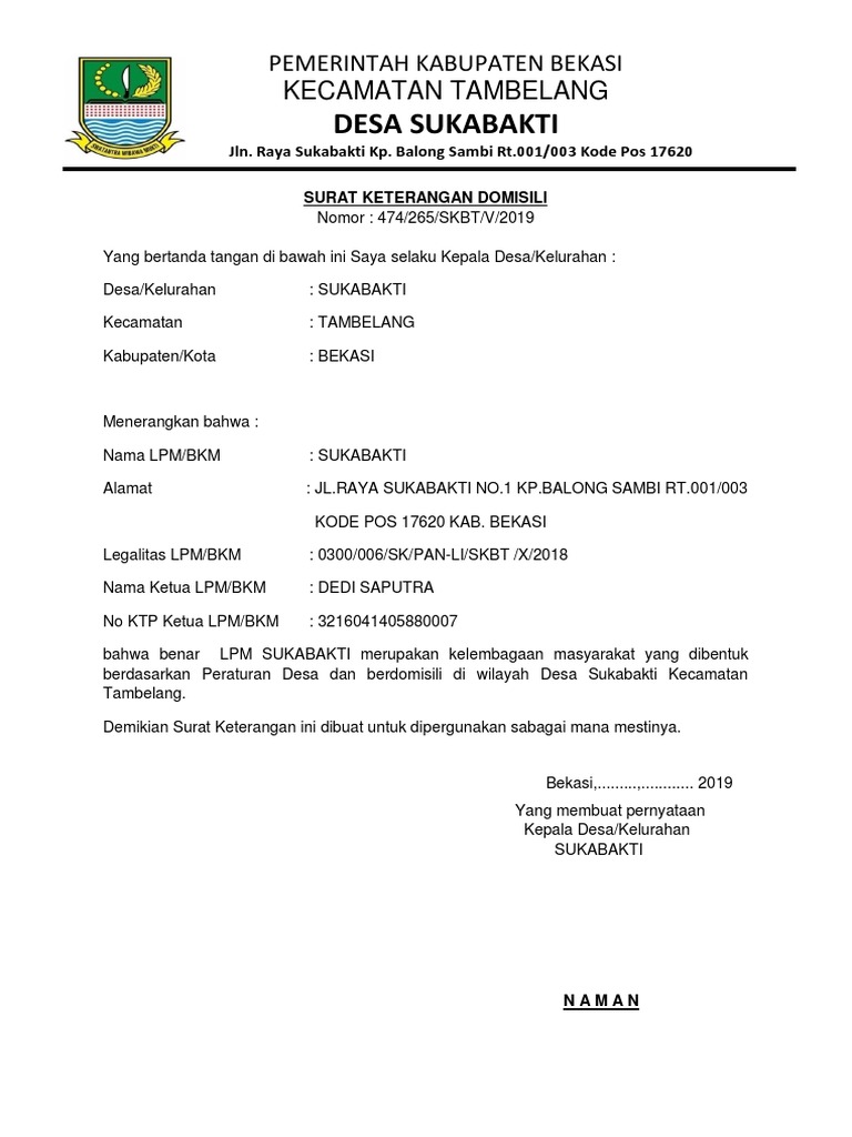 Surat Keterangan Domisili