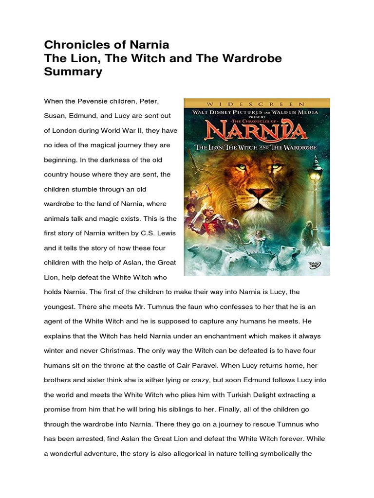 Chronicles of Narnia Summary PDF The Chronicles Of Narnia