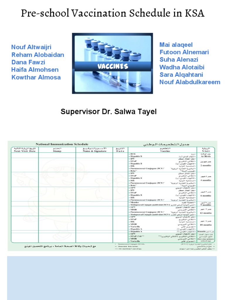 1 - Pre-School Vaccination Schedule in KSA PDF | PDF | Vaccines | Measles