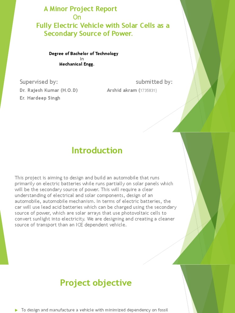 Solar-Powered Electric Vehicle Project | PDF | Solar Power | Solar Panel