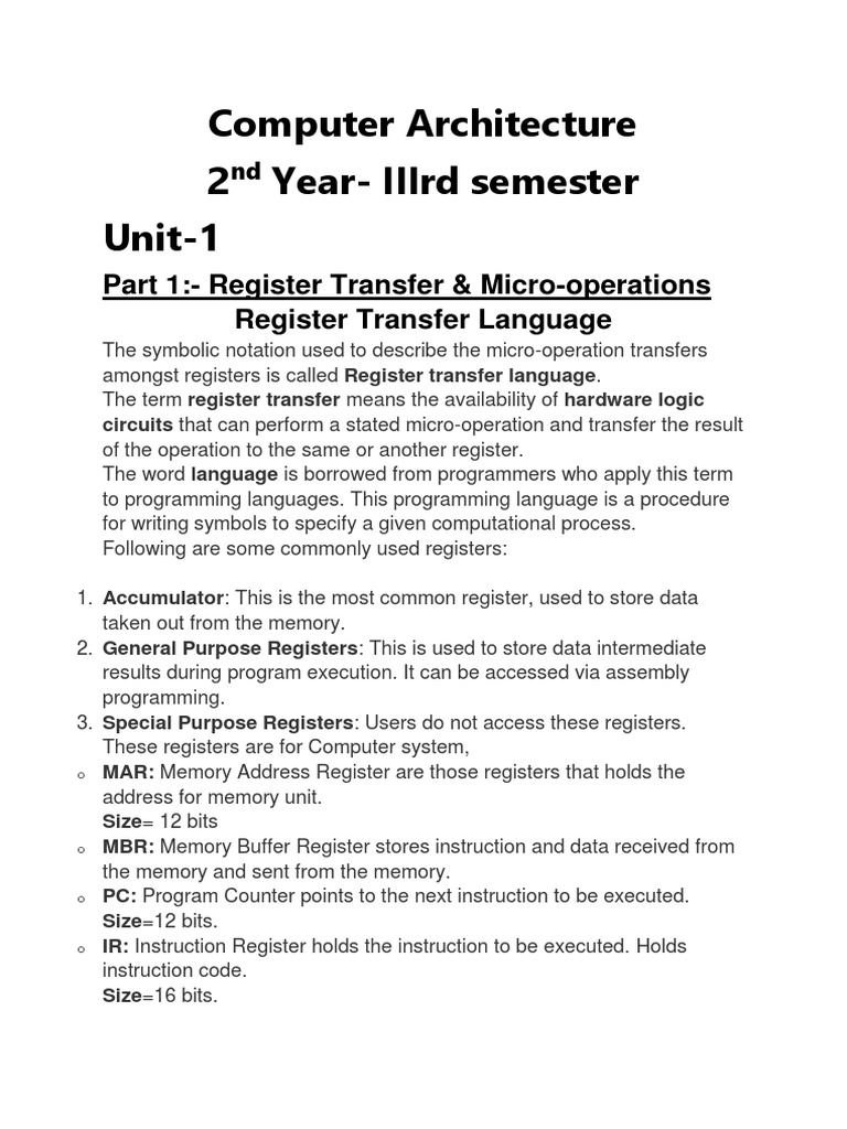 Register Transfer and Micro-Operations Overview | PDF | Central ...