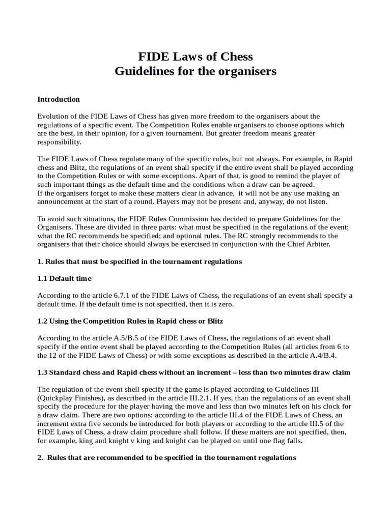 Chess Tournament Organizer Guide | PDF | Chess | Abstract Strategy Games