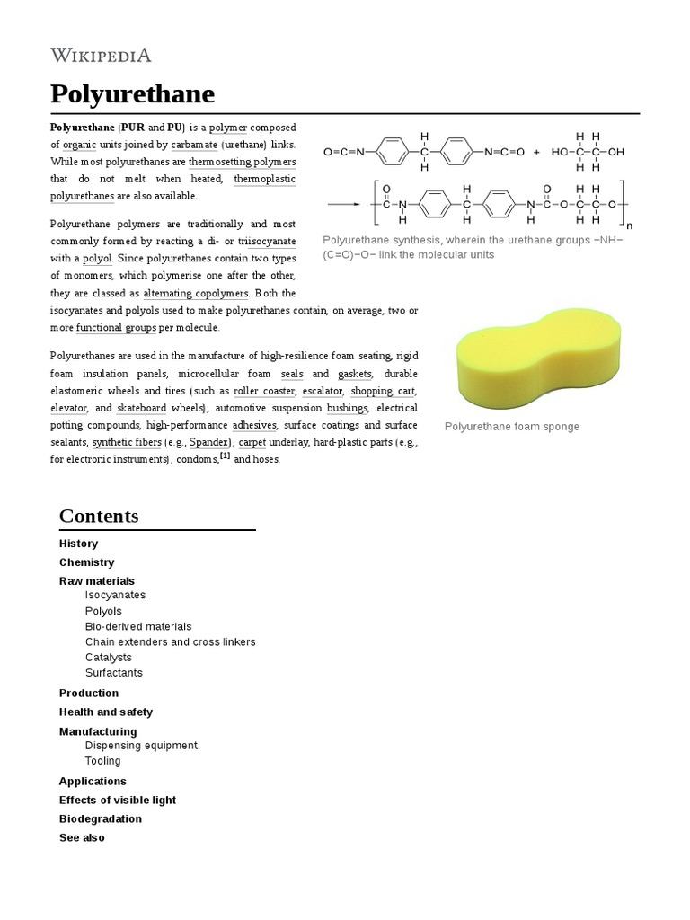 Polyurethane Polyurethane Polymer Chemistry