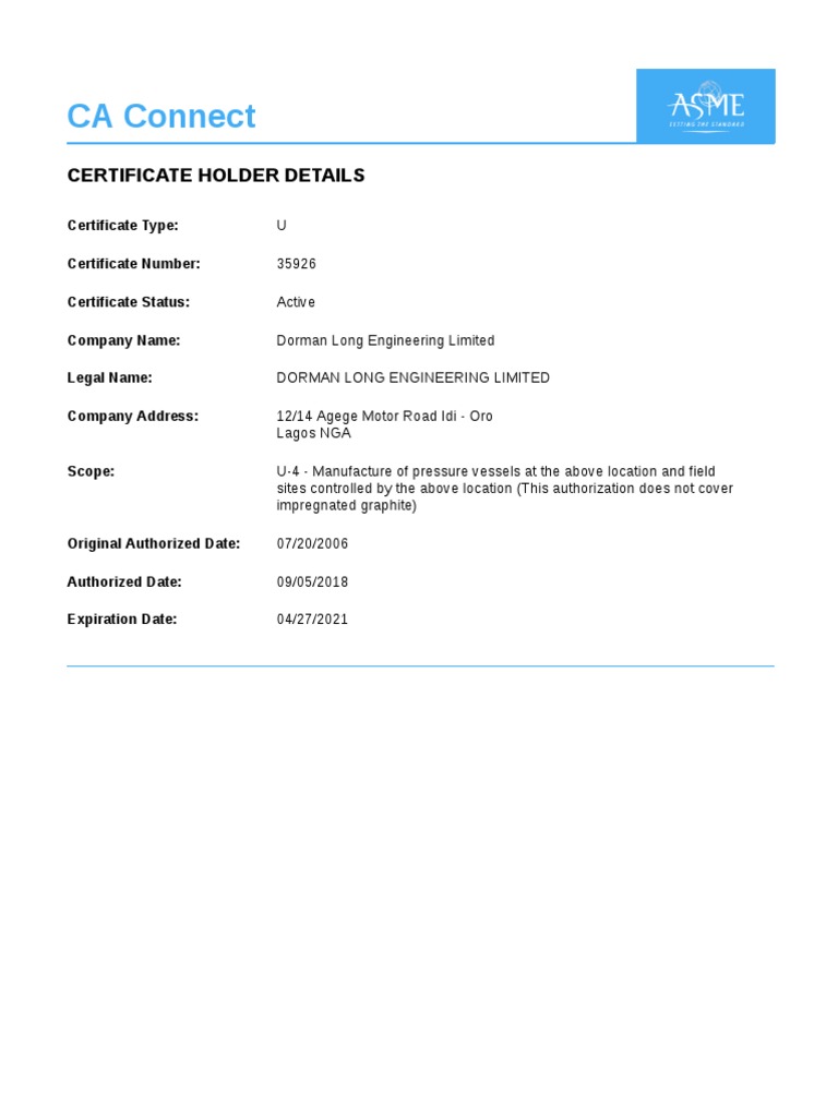 Pressure Vessel Certificates | PDF | Economic Sectors | Engineering
