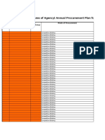 (Name of Agency) Annual Procurement Plan For FY