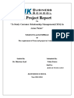 A Project Report: "To Study Customer Relationship Management (CRM) in Asian Paints"