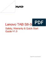 Lenovo TAB S8-50: Safety, Warranty & Quick Start Guide V1 .0