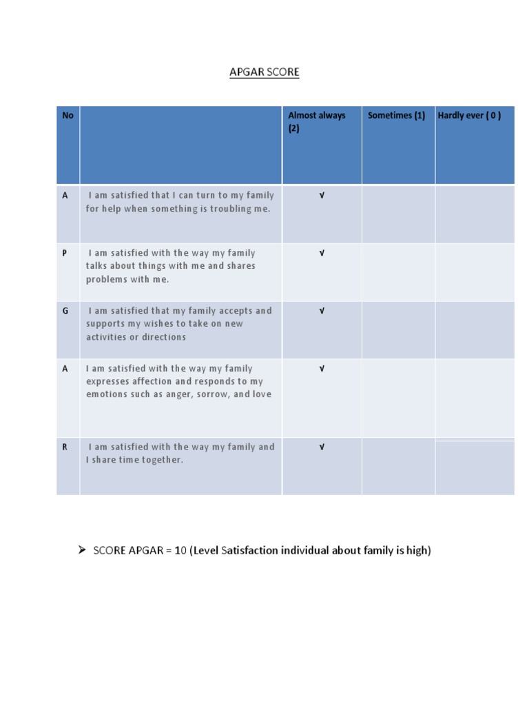 APGAR Family Satisfaction Assessment | PDF | Subjective Experience ...