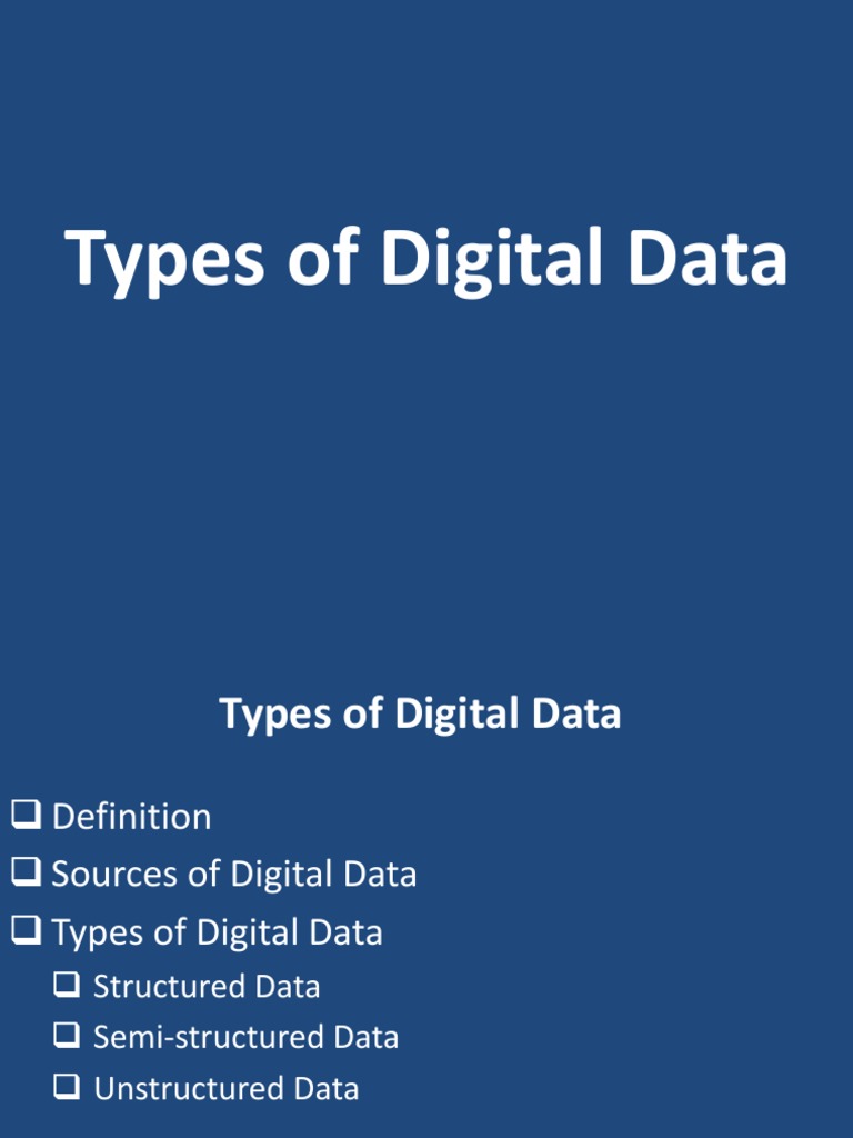 Types of Digital Data | PDF | Data Model | File Format