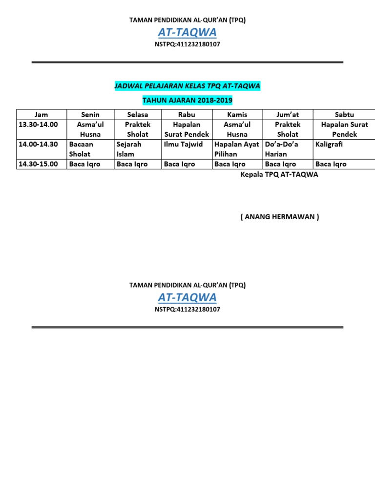 Jadwal Tpq