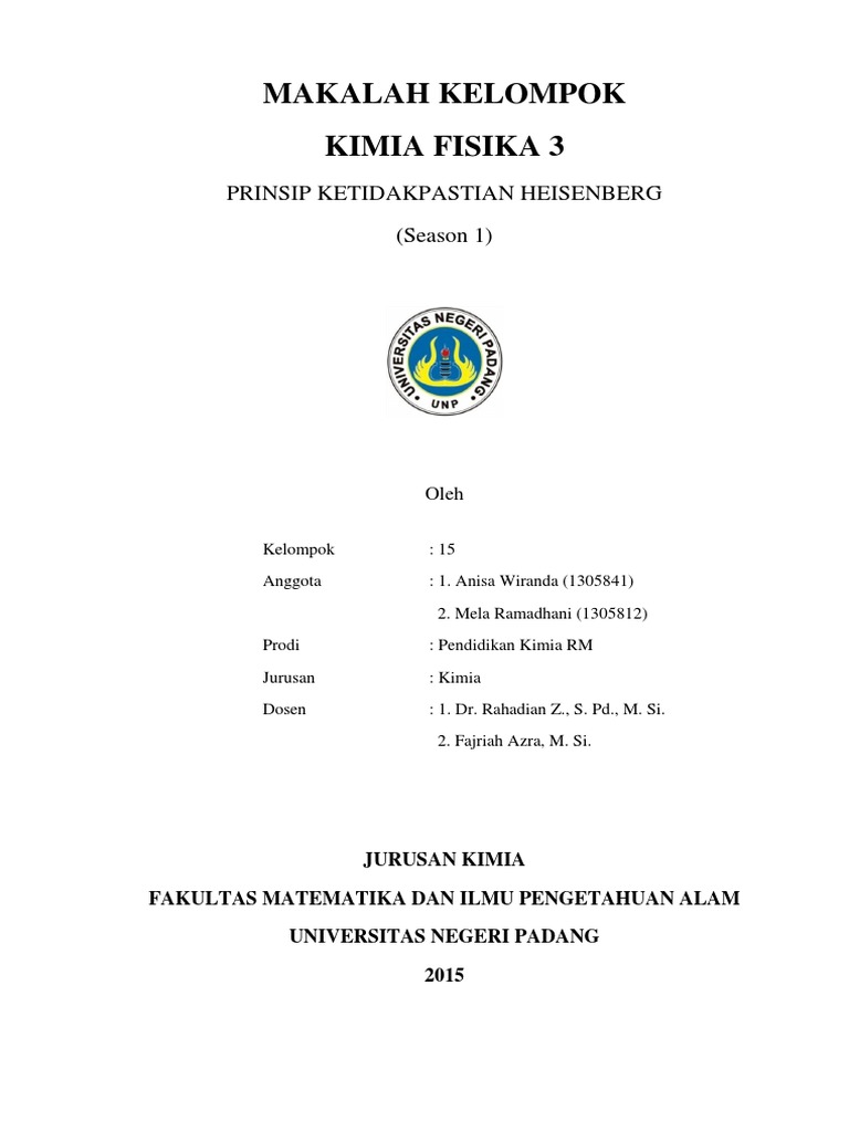 Makalah Prinsip Ketidakpastian Heisenberg 1