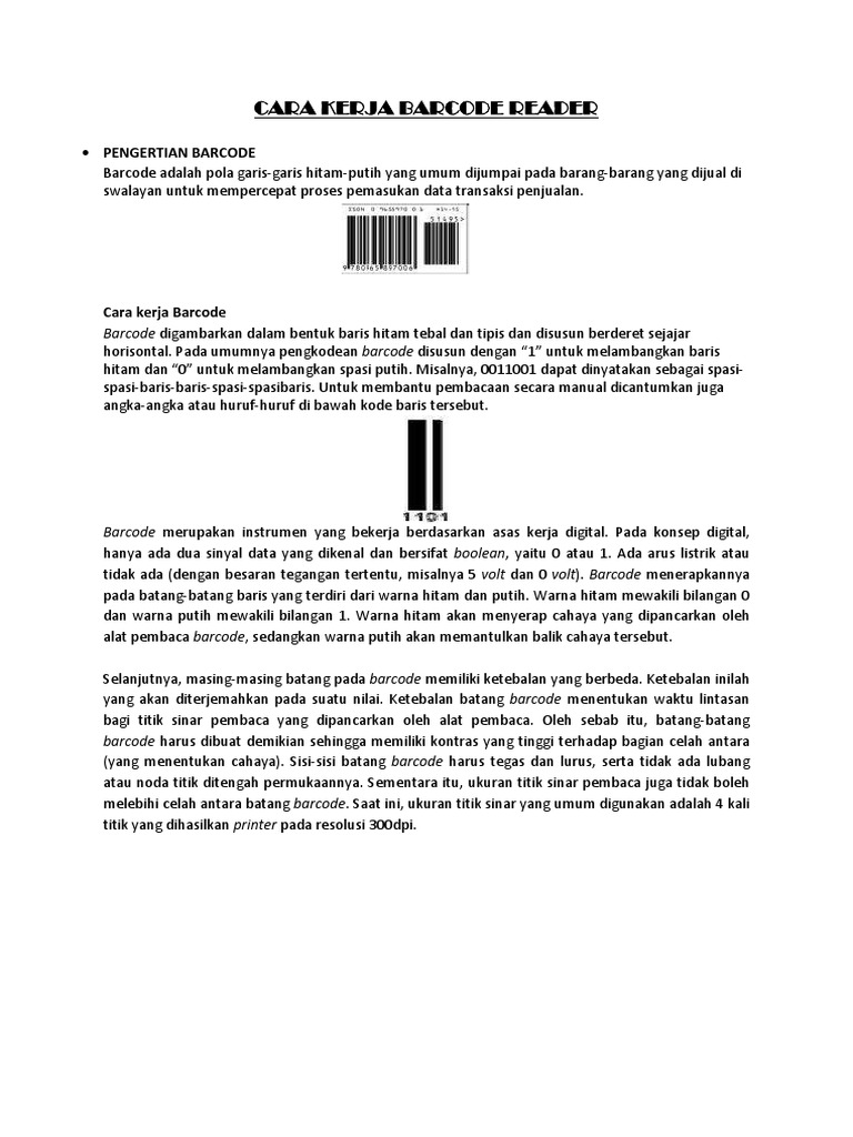 Cara Kerja Barcode Reader dan Fungsinya | PDF | Seni | Komputer