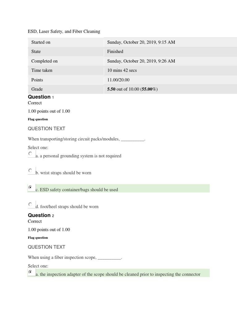 ESD Quiz PDF Optical Fiber Electrical Connector