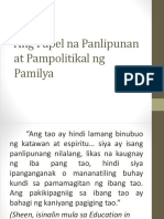 Ang Papel Na Panlipunan at Pampolitikal NG Pamilya