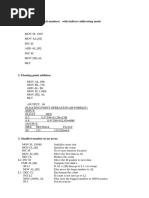 Addition of Two 8-Bit Numbers With Indirect Addressing Mode