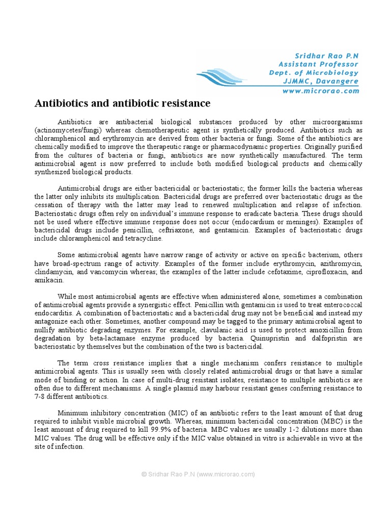 Antibiotic Resistance PDF | PDF | Ribosome | Antimicrobial Resistance