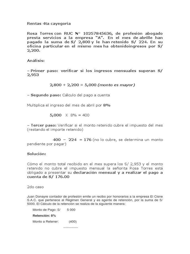 Renta de Cuarta y Quinta Categoría | PDF | Impuesto sobre la renta ...