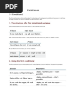 Conditionals 1 Conditional: 1. The Structure of A First Conditional Sentence