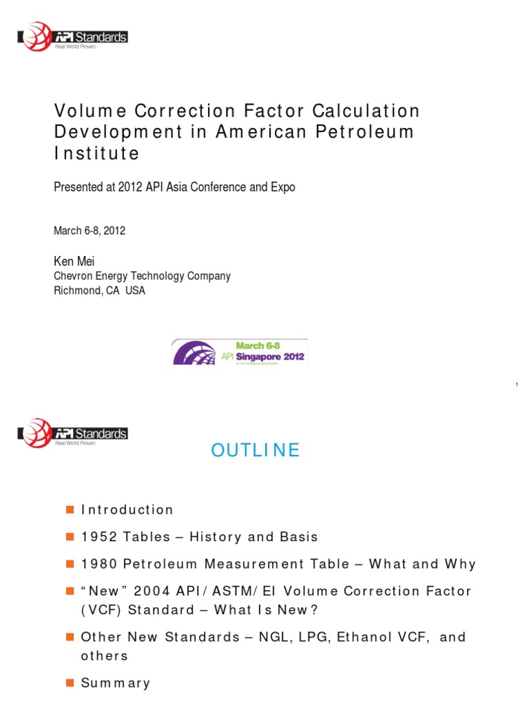 Volume Correction Factor Calculation Development in American Petroleum ...