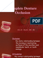 Complete Denture Occlusion: Rola M. Shadid, BDS, MSC