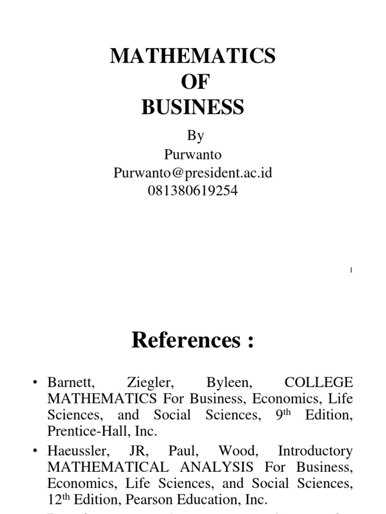 Business Mathematics and Functions Guide | PDF | Function (Mathematics ...