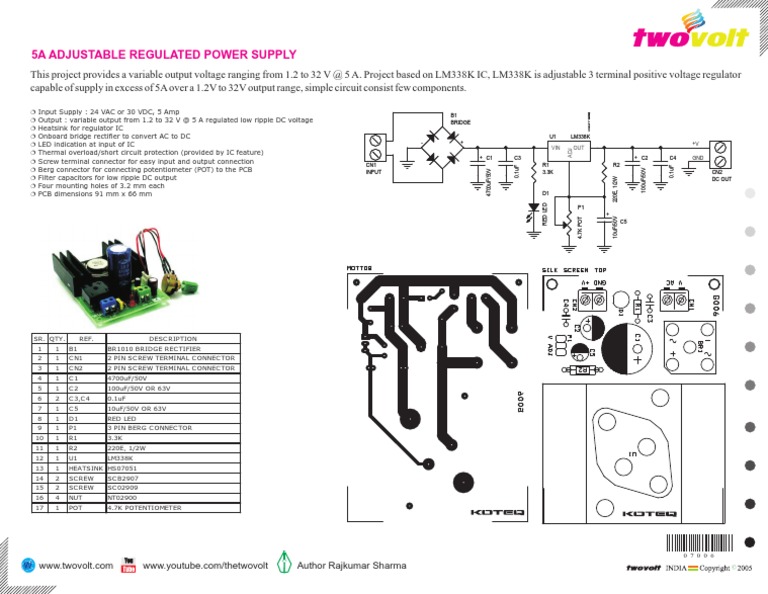 5A Adjustable Regulated Power Supply PDF PDF Rectifier Power