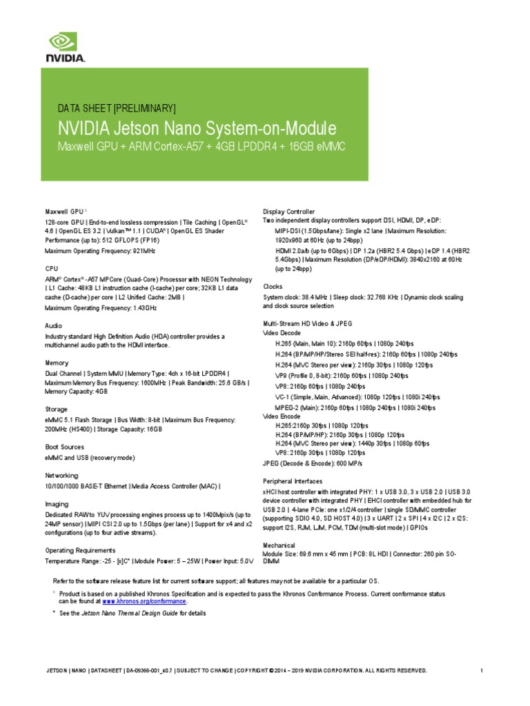 Nvidia Nano Datasheet | PDF | Cpu Cache | Graphics Processing Unit