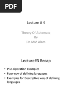 Lecture # 4: Theory of Automata by Dr. MM Alam