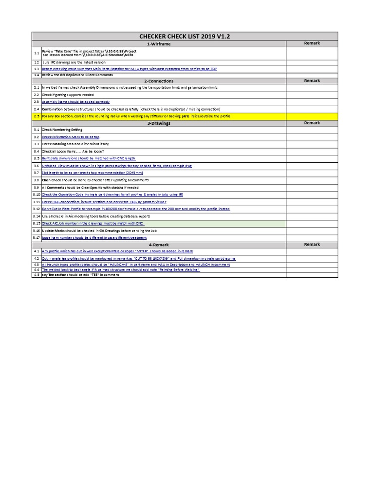 2019 Checker Checklist for Projects | PDF | Numerical Control | Software