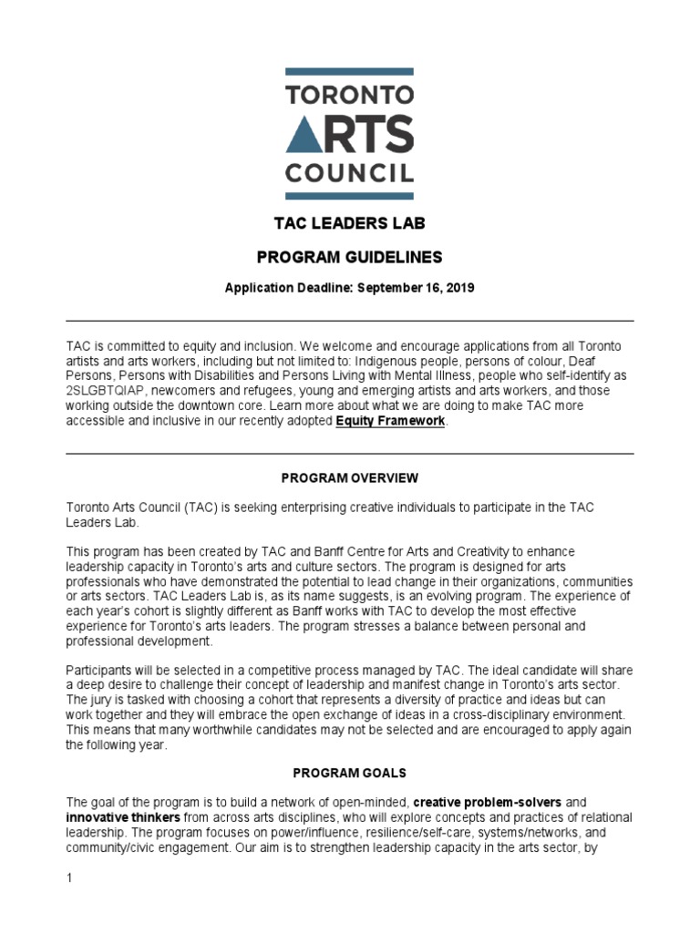 TAC Leaders Lab Program Guidelines | PDF | Accessibility | Leadership