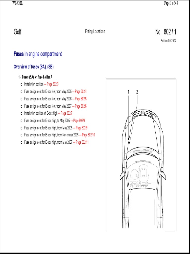 VW Golf Fuse Box Assignments | PDF | Valve | Fuse (Electrical)
