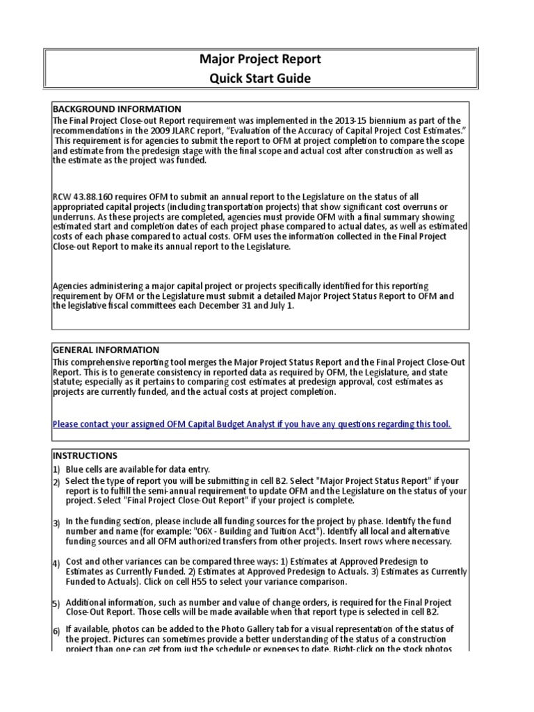 Major Project Report Quick Start Guide: Background Information | PDF ...